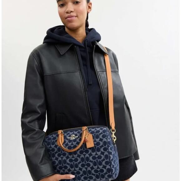 NWT Coach Rowan Large Satchel Bag In Signature Blue Denim Canvas - Picture 14 of 15